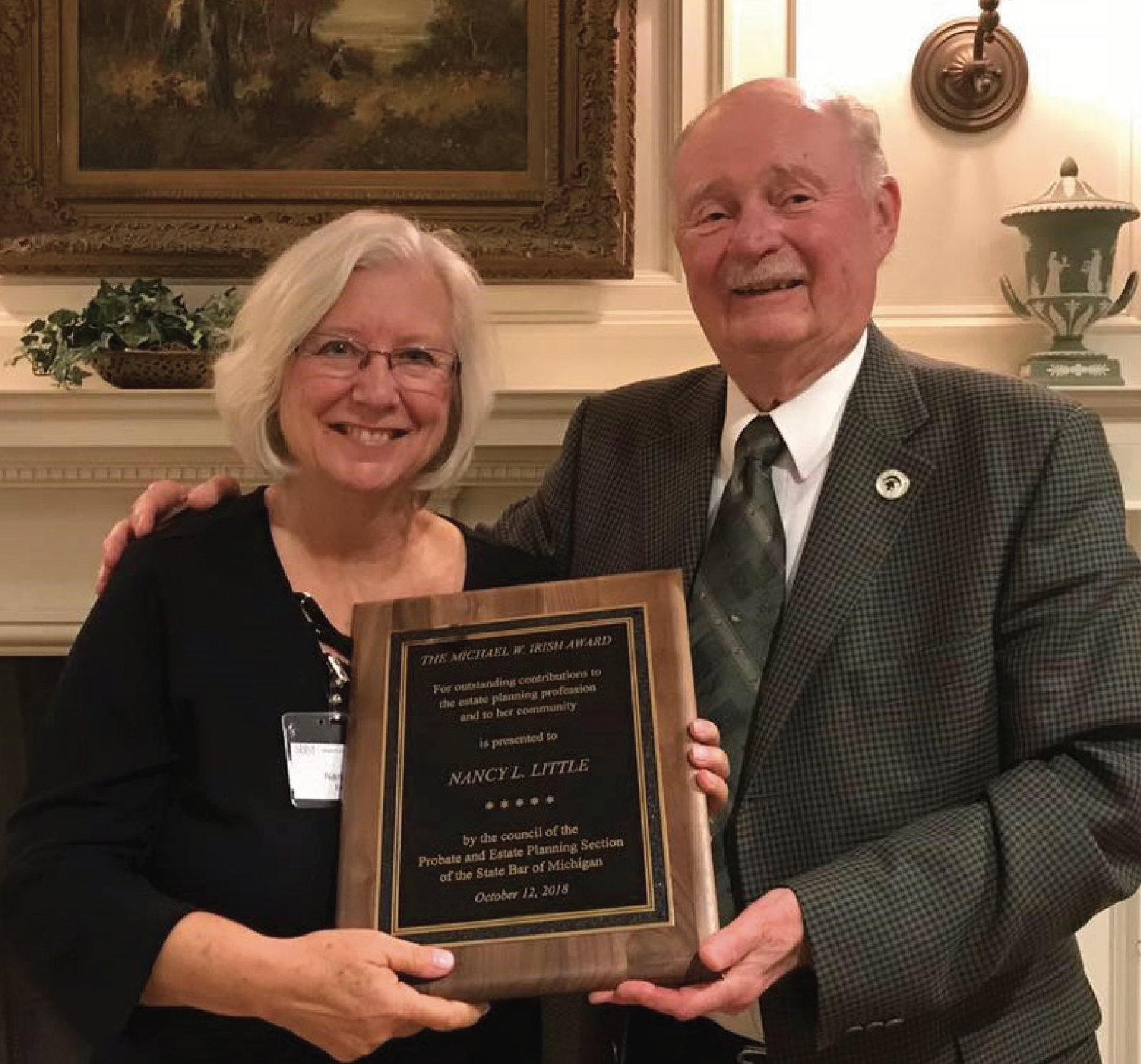 Nancy Little Honored With Michael Irish Award Buhl, Little, Lynwood